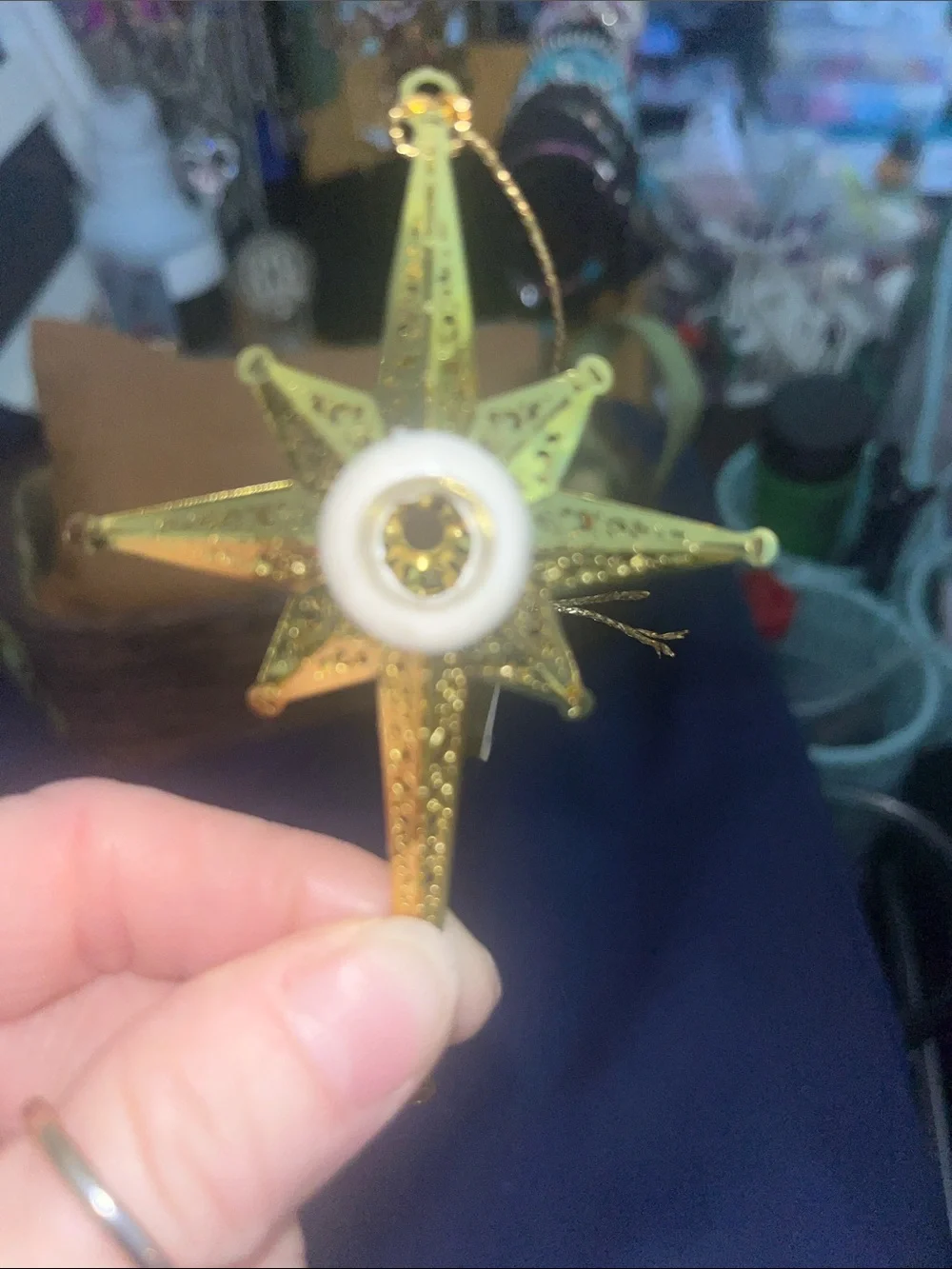 VTG Gold Star and Clear Angel Holiday Ornaments - Set of 2 Roman ,Inc 387